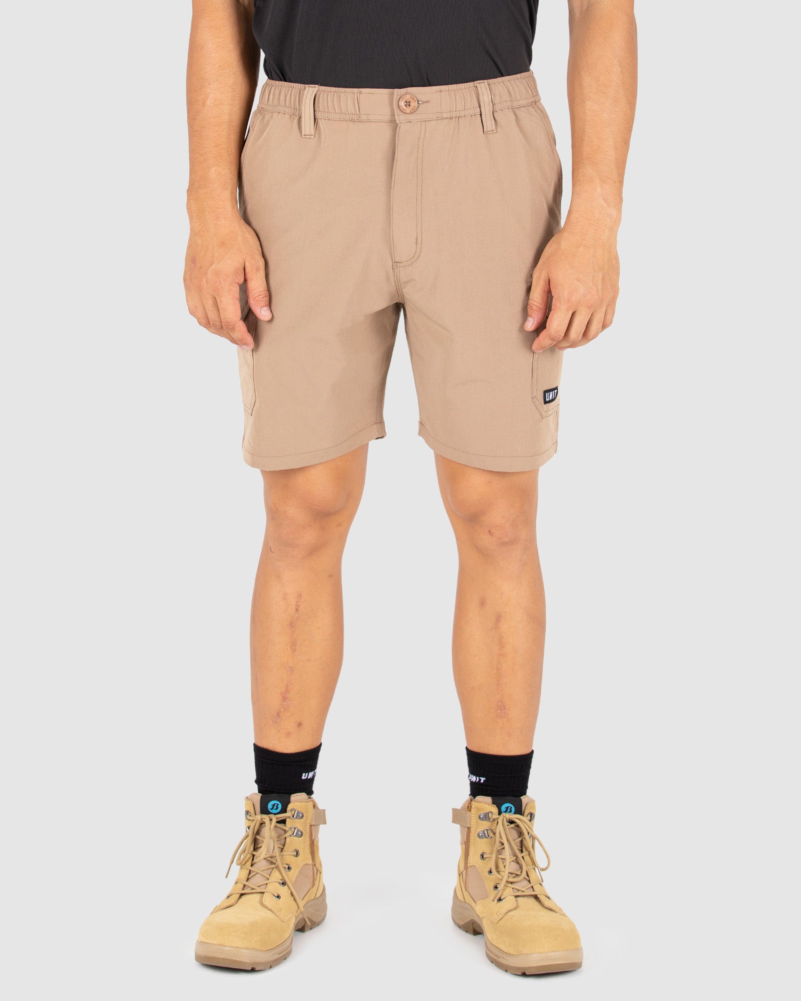 Unit Mens Flexlite Elastic Waist Utility Work Shorts