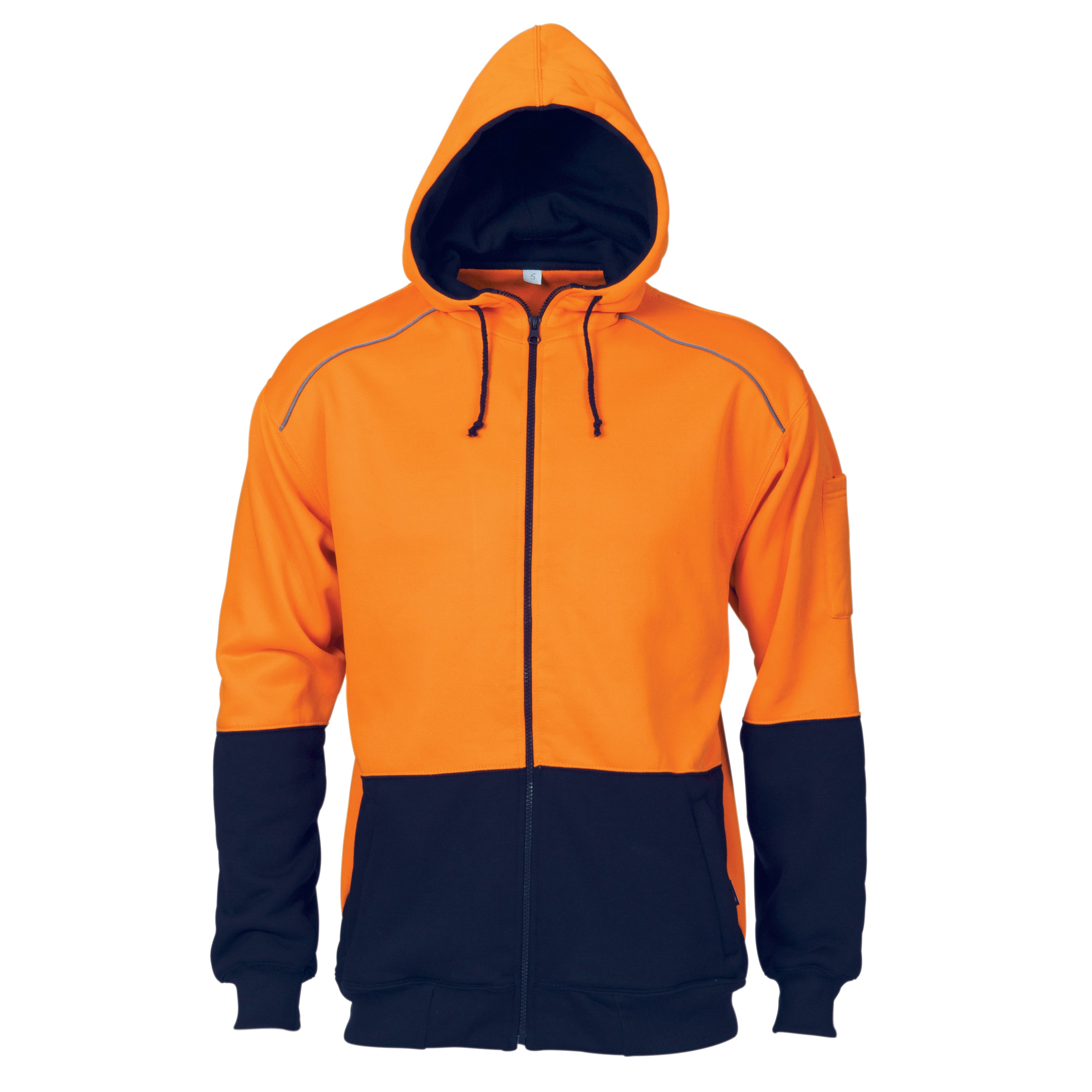 DNC Hi Vis Contrast Piping Full Zip Fleecy Hoodie