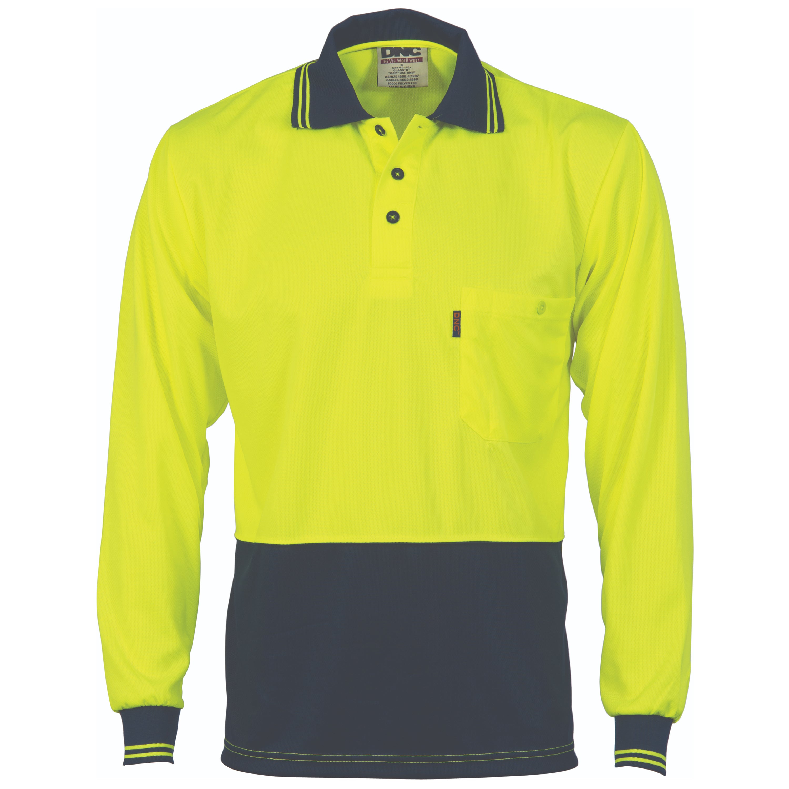 DNC Hi Vis 2 Tone Polo Long Sleeve