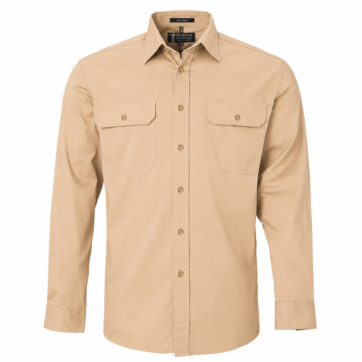 Pilbara Mens Open Front Cotton L/S Shirt