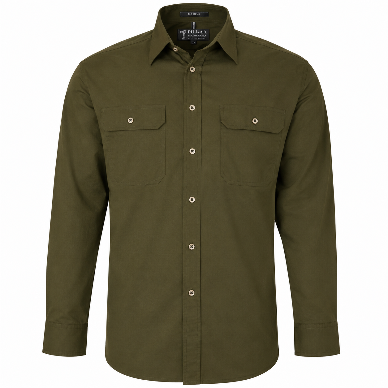 Pilbara Mens Open Front Cotton L/S Shirt