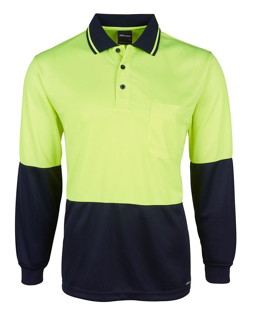 JBs 6HJNL Hi Vis Long Sleeve Jacquard Polo