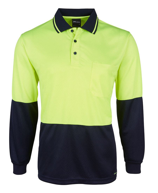 JB's Wear 6HJNL Hi Vis Jacquard Long Sleeved Polo Shirt
