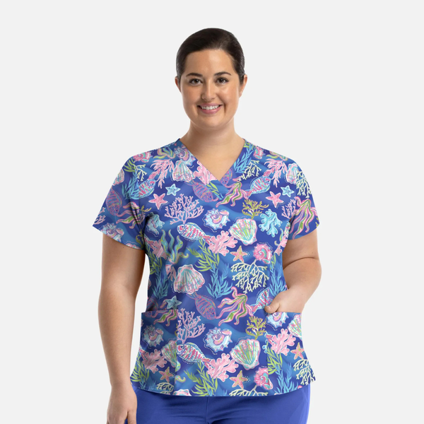 Printed Scrub Tops