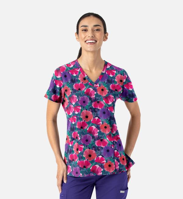 Maevn Prints Scrub Top - Autumn Bloom