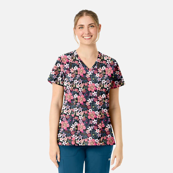 Maevn Prints Scrub Top - Tropical Bloom