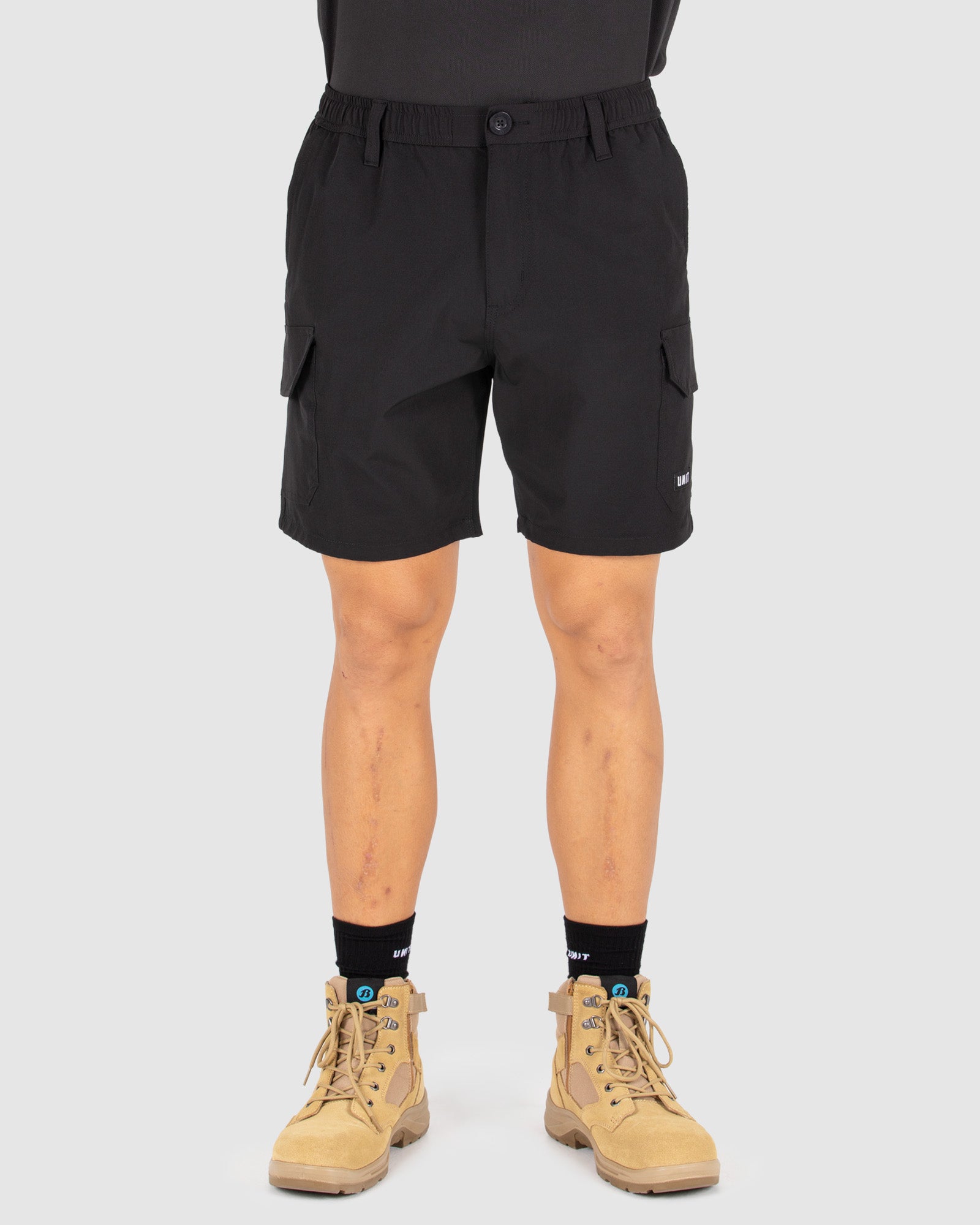 Unit Mens Flexlite Elastic Waist Utility Work Shorts