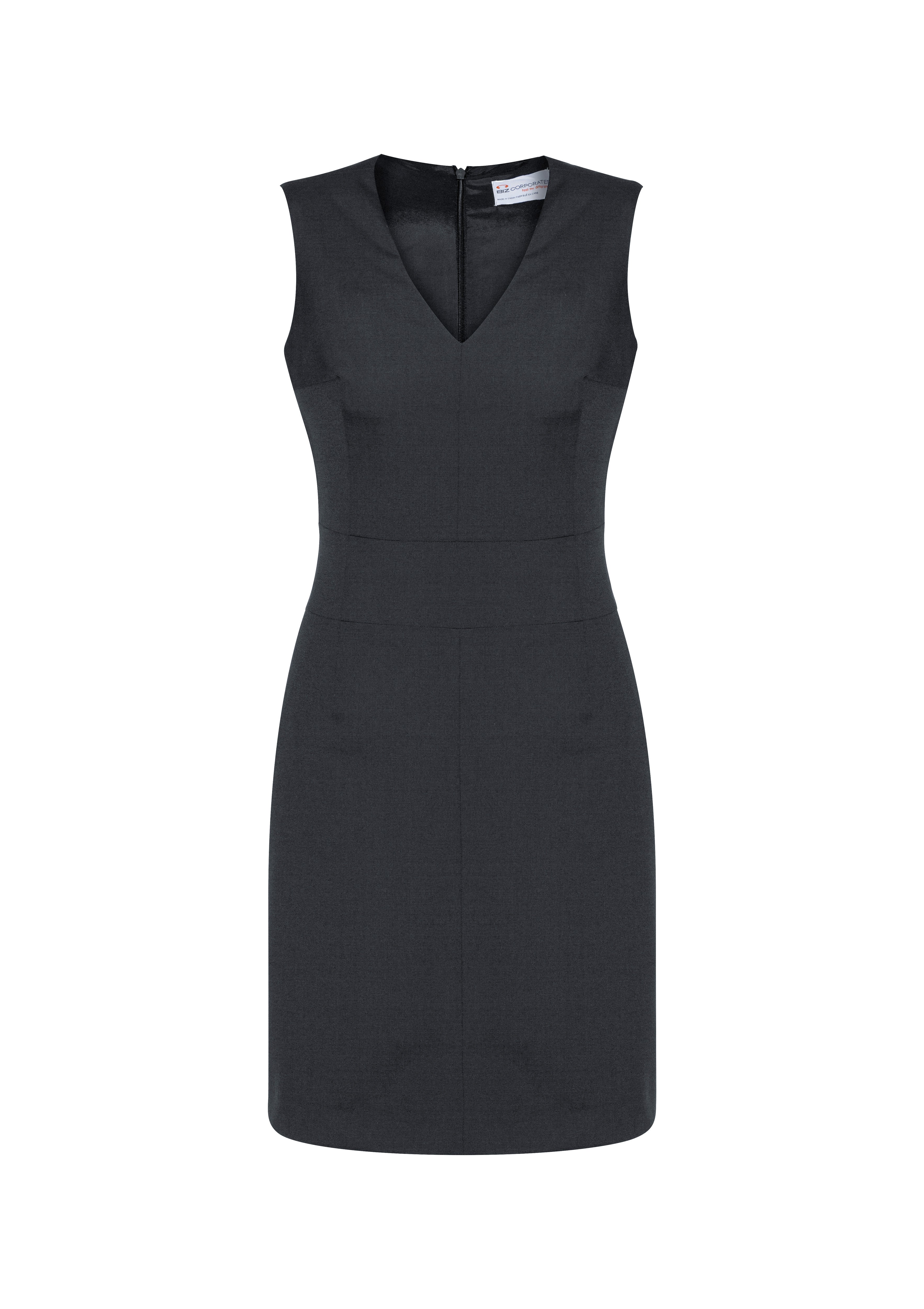 Biz Corporates Comfort Wool Stretch Ladies Sleeveless V Neck Dress