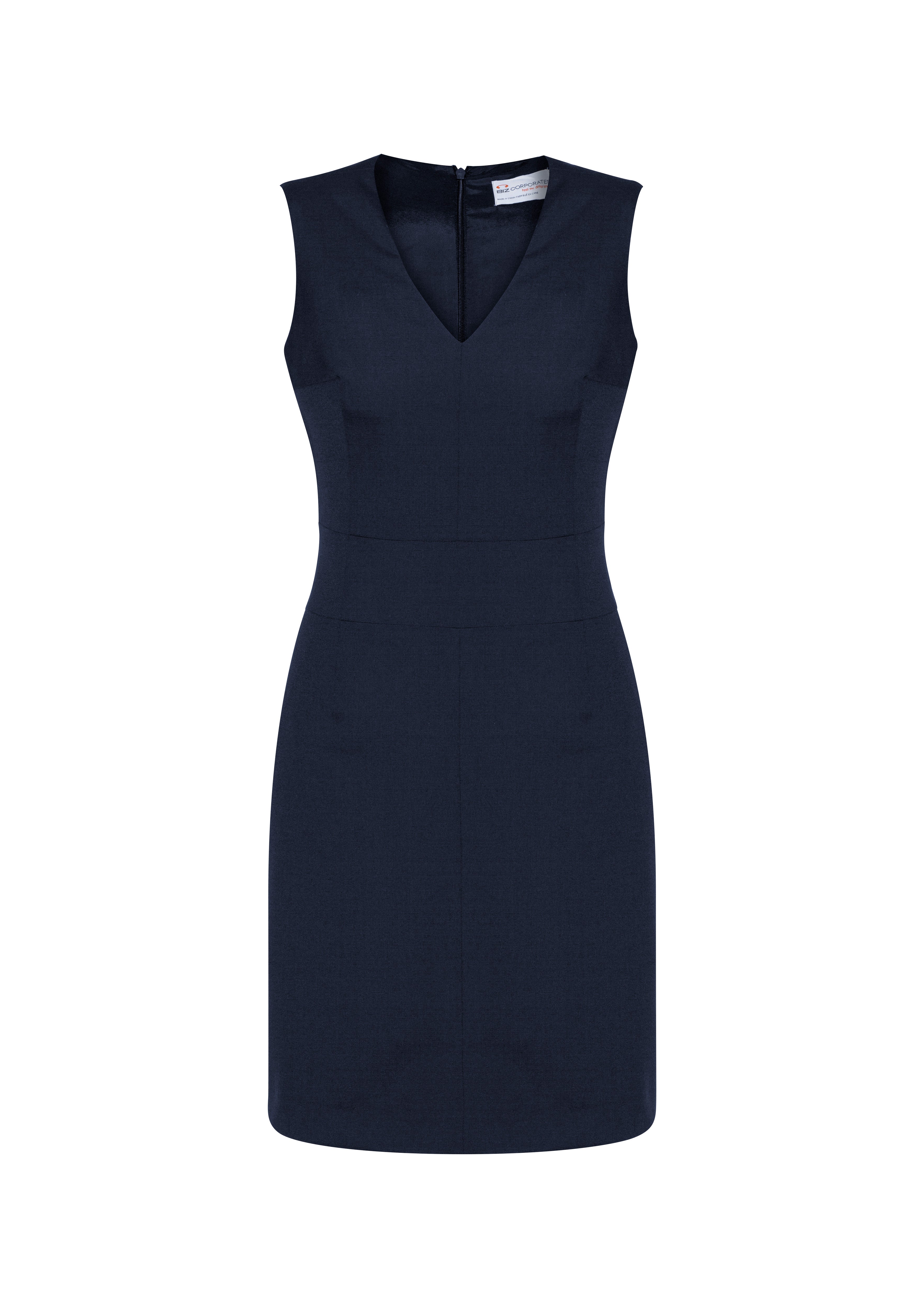 Biz Corporates Comfort Wool Stretch Ladies Sleeveless V Neck Dress