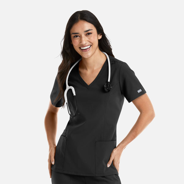 Maevn Momentum Ladies Double V-Neck Scrub Top