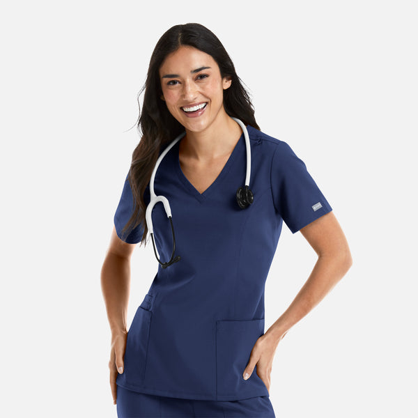 Maevn Momentum Ladies Double V-Neck Scrub Top