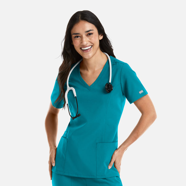 Maevn Momentum Ladies Double V-Neck Scrub Top