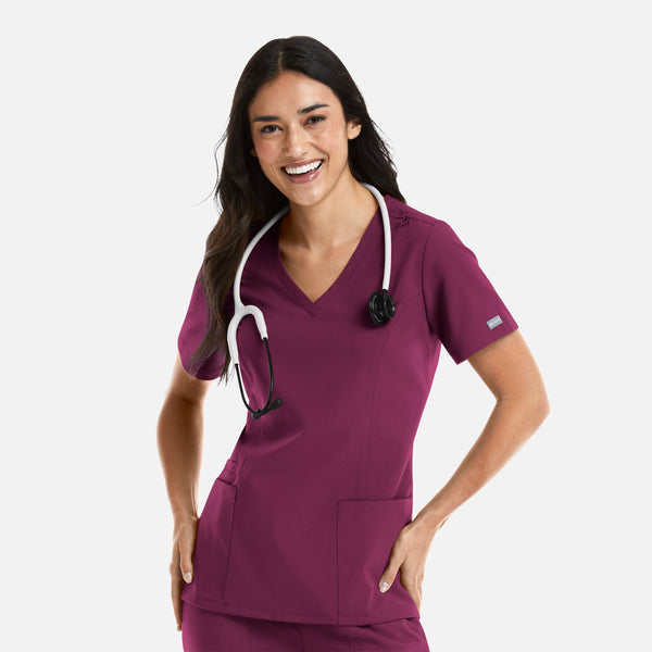 Maevn Momentum Ladies Double V-Neck Scrub Top