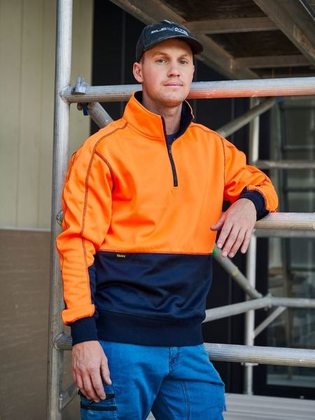 Bisley Hi Vis Fleece 1/4 Zip Pullover