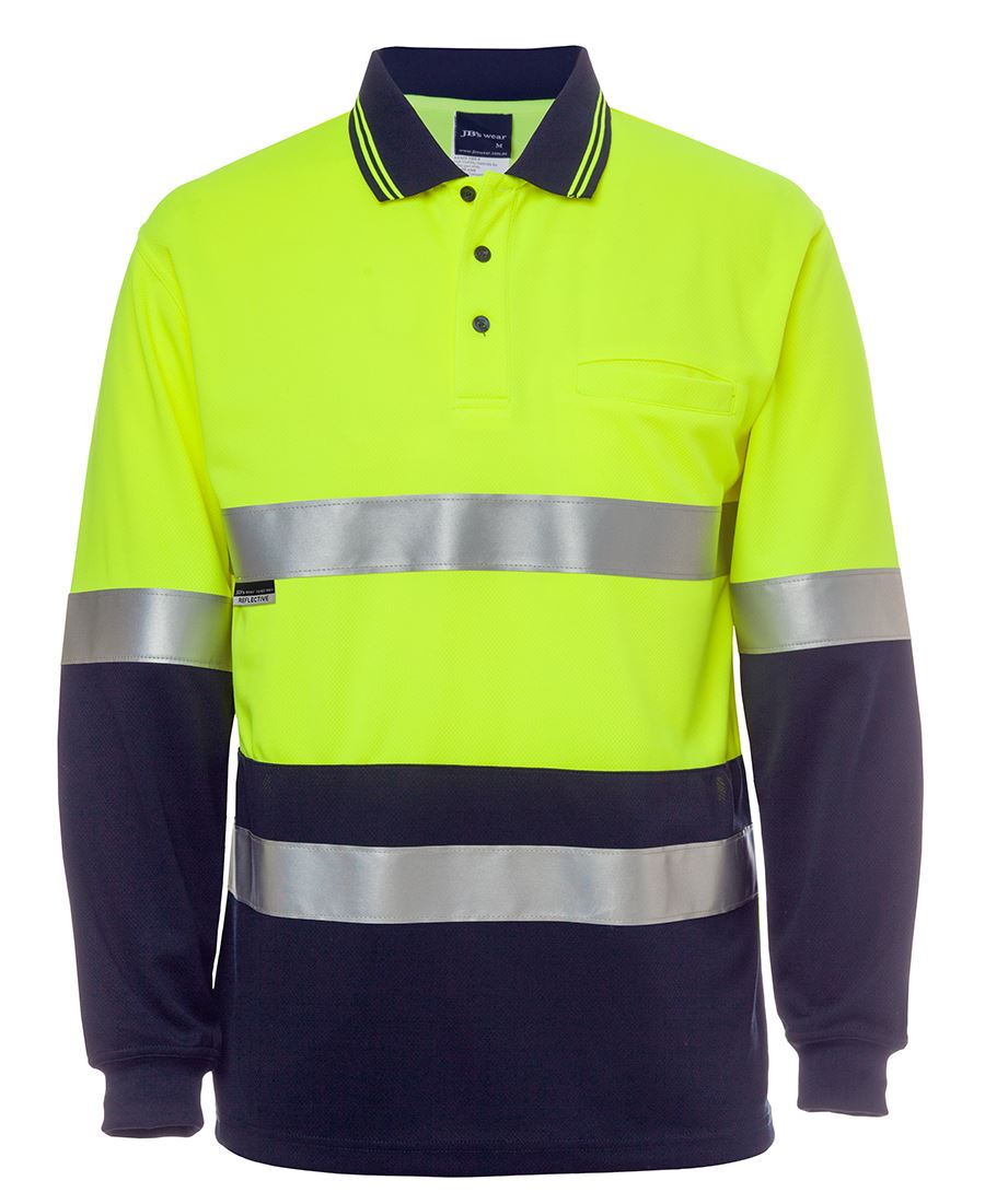 JBs 6HMCB Hi Vis L/s Cotton Back Taped Polo