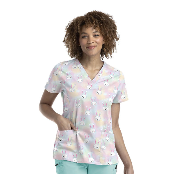 Maevn Prints Scrub Top - Funny Bunnies