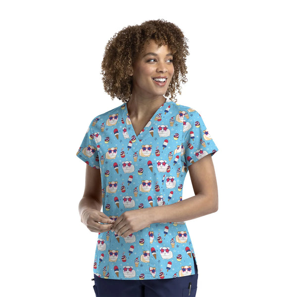 Maevn Prints Scrub Top - Keep Calm & Sparkle