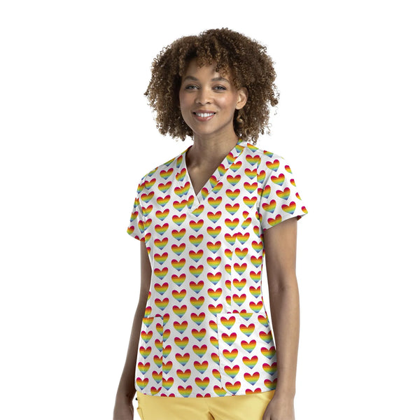 Maevn Prints Scrub Top - Peace Love & Rainbows