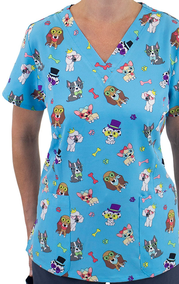 Maevn Prints Scrub Top - Cool Dogs