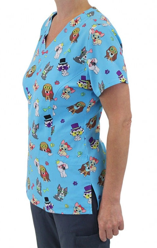 Maevn Prints Scrub Top - Cool Dogs