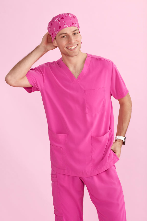 Biz Care Printed Unisex Scrub Cap - Pink for National Breast Cancer Foundation