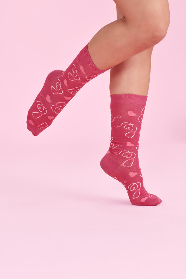 Biz Care Printed Unisex Comfort Socks - Pink for National Breast Cancer Foundation