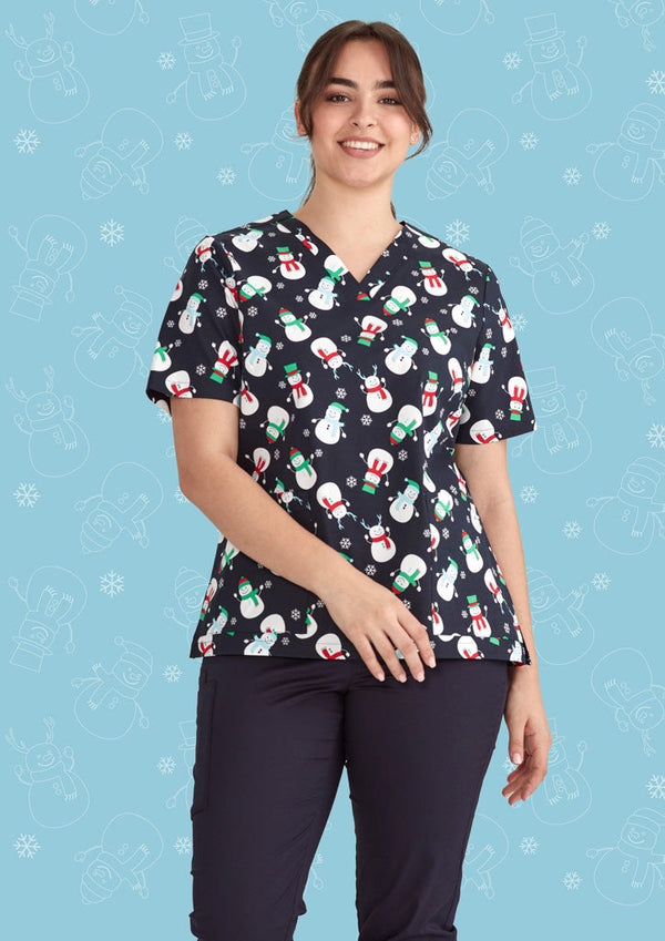 Biz Care Ladies Christmas Scrub Top