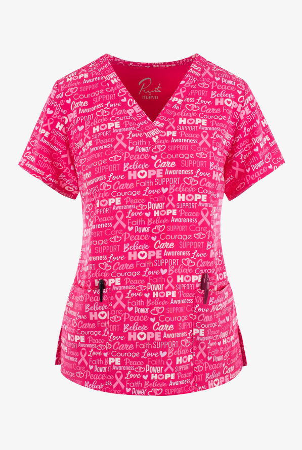 Maevn Prints Scrub Top - Pink Hope
