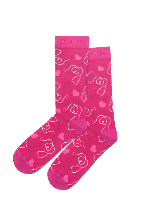 Biz Care Printed Unisex Comfort Socks - Pink for National Breast Cancer Foundation