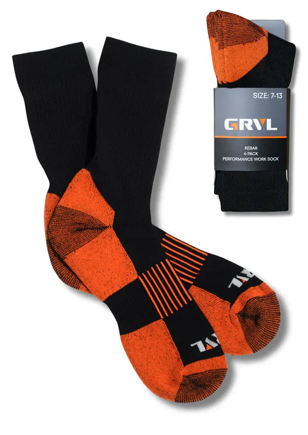 GRVL Rebar Sorbtek Work Sock 4 Pack