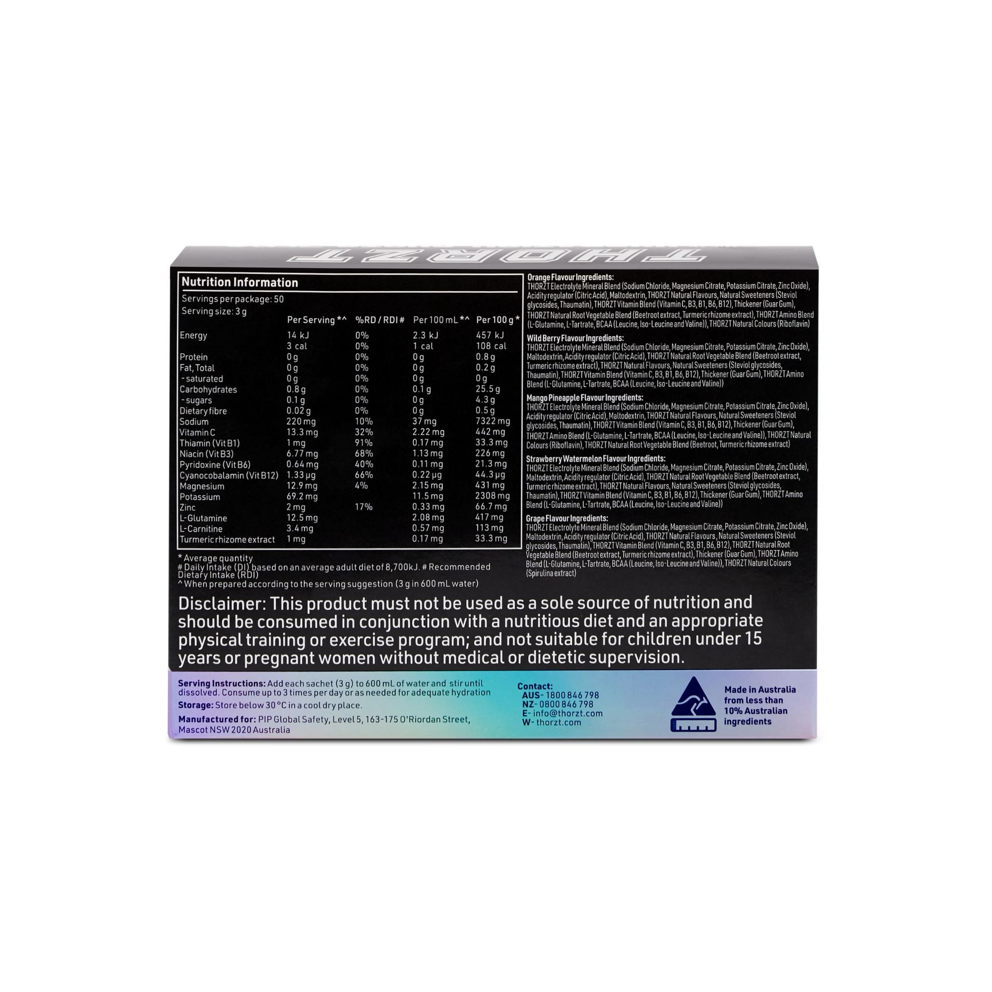 Thorzt Sugar Free Hydration Shots Box 50