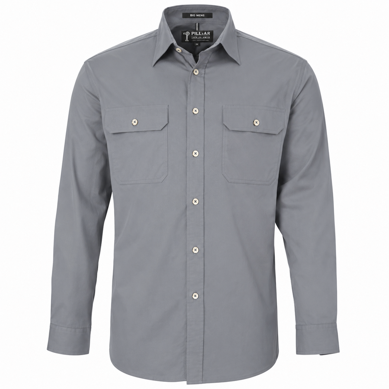 Pilbara Mens Open Front Cotton L/S Shirt