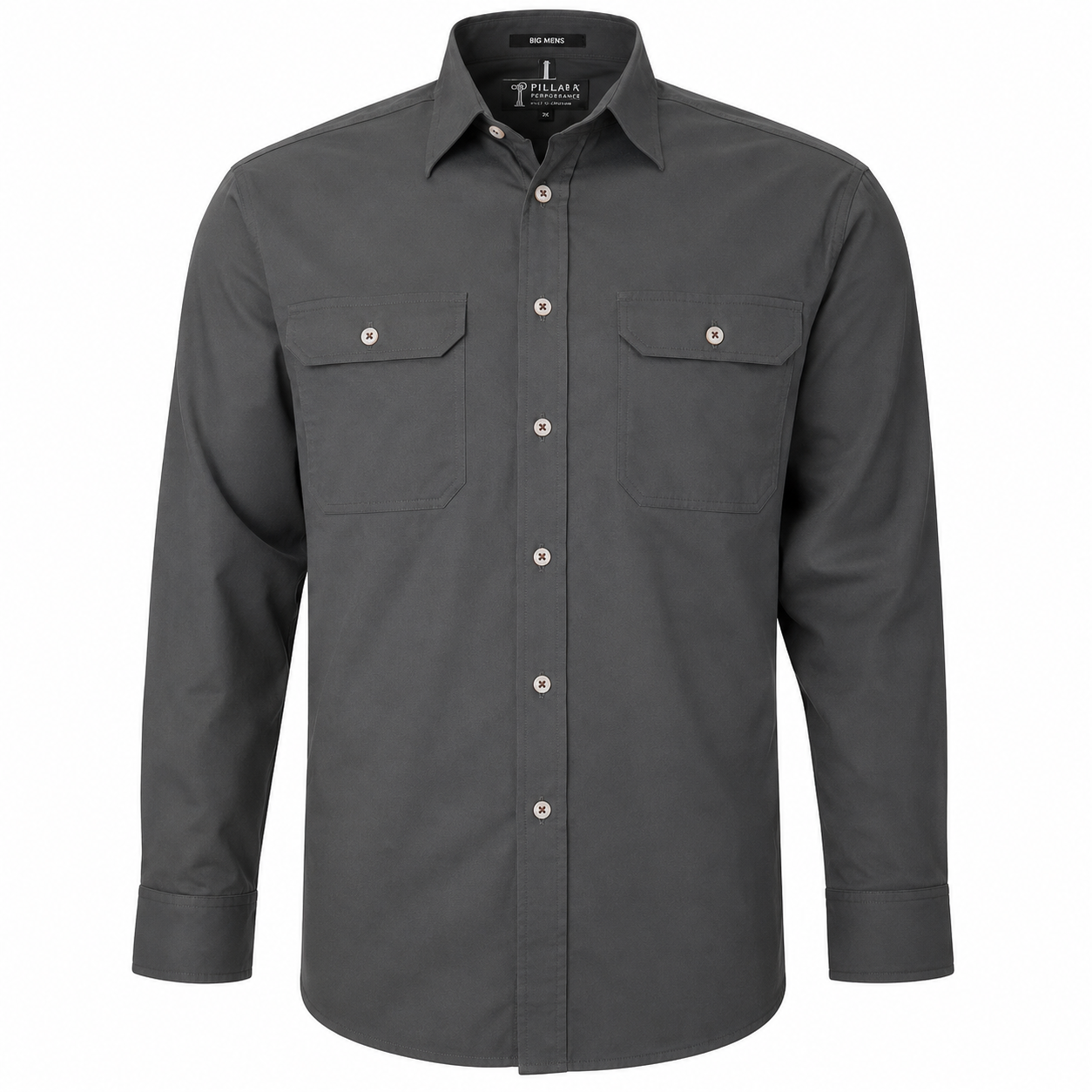 Pilbara Mens Open Front Cotton L/S Shirt