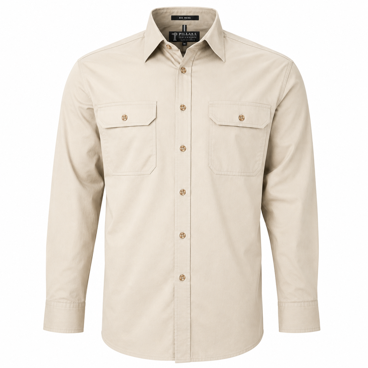 Pilbara Mens Open Front Cotton L/S Shirt