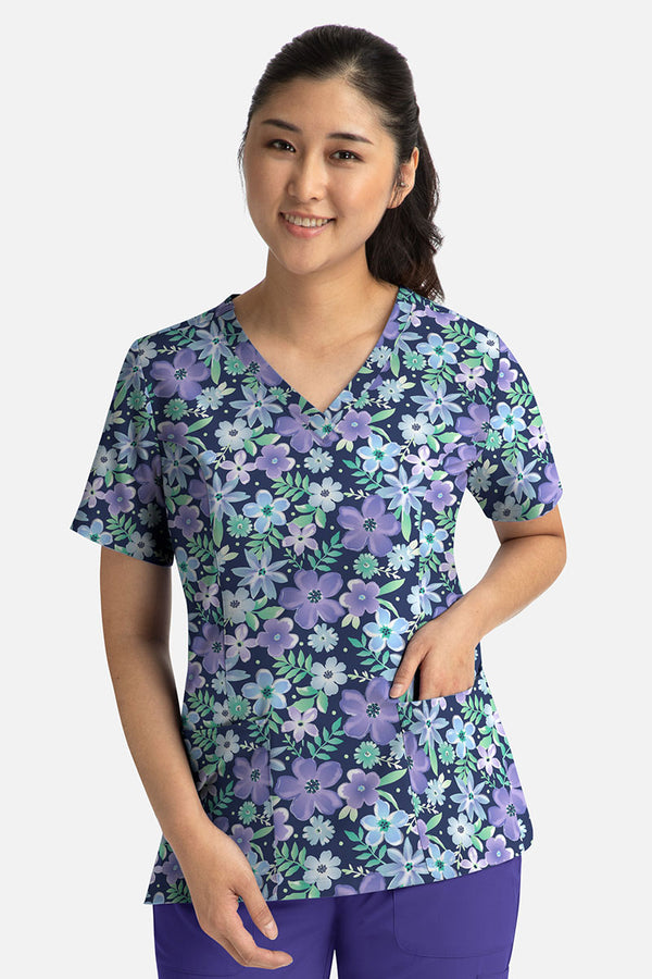 Maevn Prints Scrub Top - Spring Fantasy