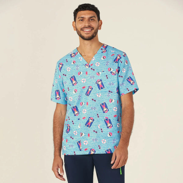 NNT Festive Santa Pool Party Unisex Scrub Top