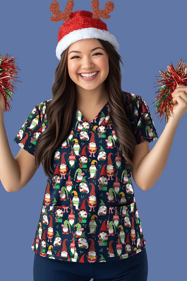 Biz Care Ladies 2025 Christmas Lightweight Scrub Top