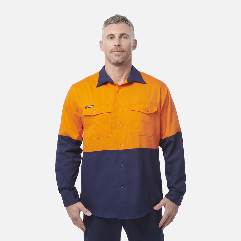 King Gee Workcool 2 Hi Vis Long Sleeve Drill Work Shirt