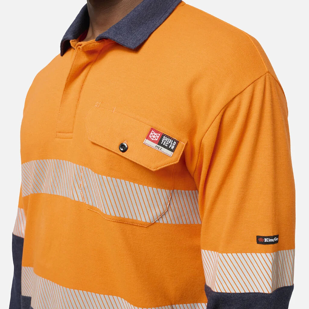 King Gee ShieldTEC Hi Vis Taped Fire Resistant L/S Polo