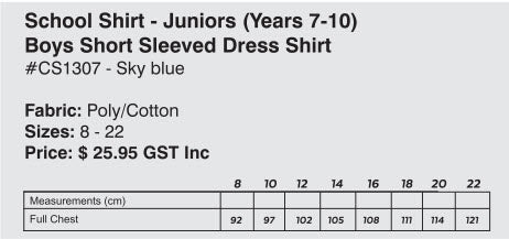 Kincumber High School Boys Junior Short Sleeved Shirt (Years 7-10)