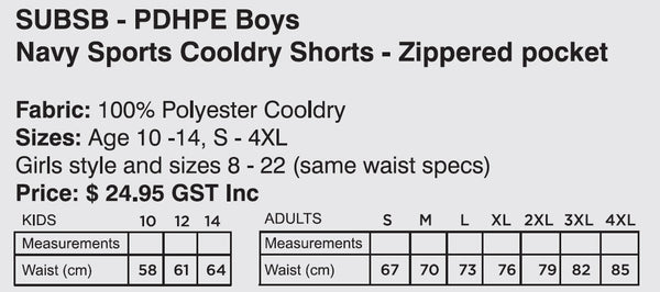 Kincumber High School PDHPE Boys Sports Shorts - Navy