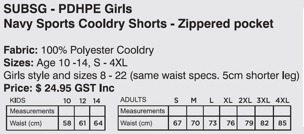 Kincumber High School PDHPE Girls Sports Shorts - Navy