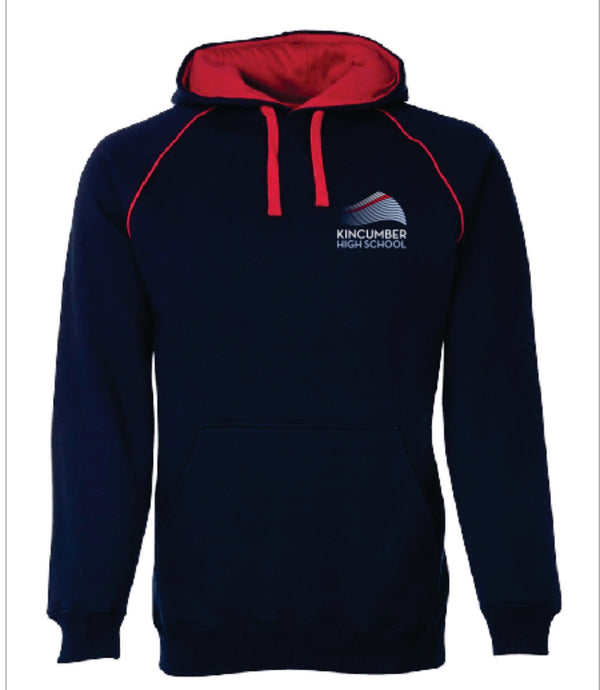 Kincumber High Pullover Hooded Top - Navy/Red