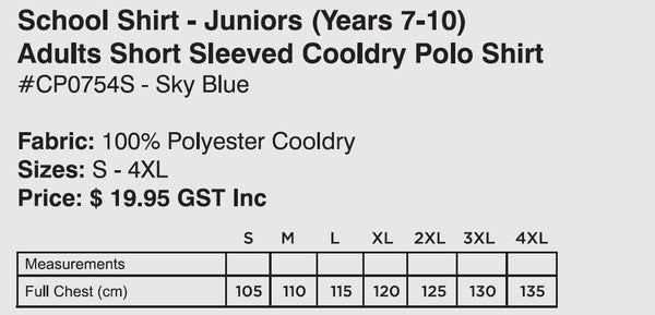 Kincumber High School Junior Polo Shirt Sizes - S-4XL (Years 7-10)