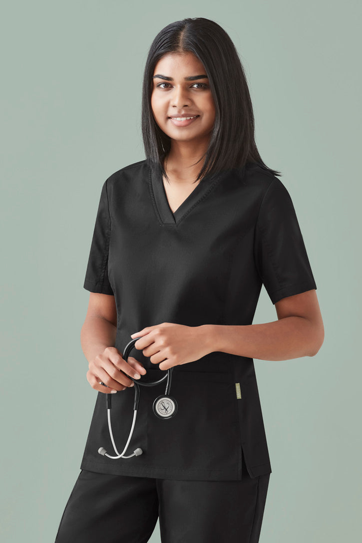 Biz Care Riley Ladies V-neck Stretch Scrub Top