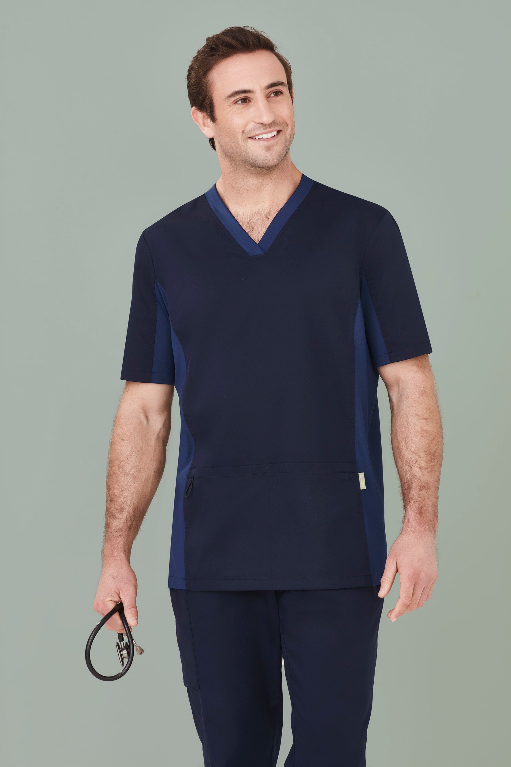 Biz Care Mens Riley Stretch Scrub Top